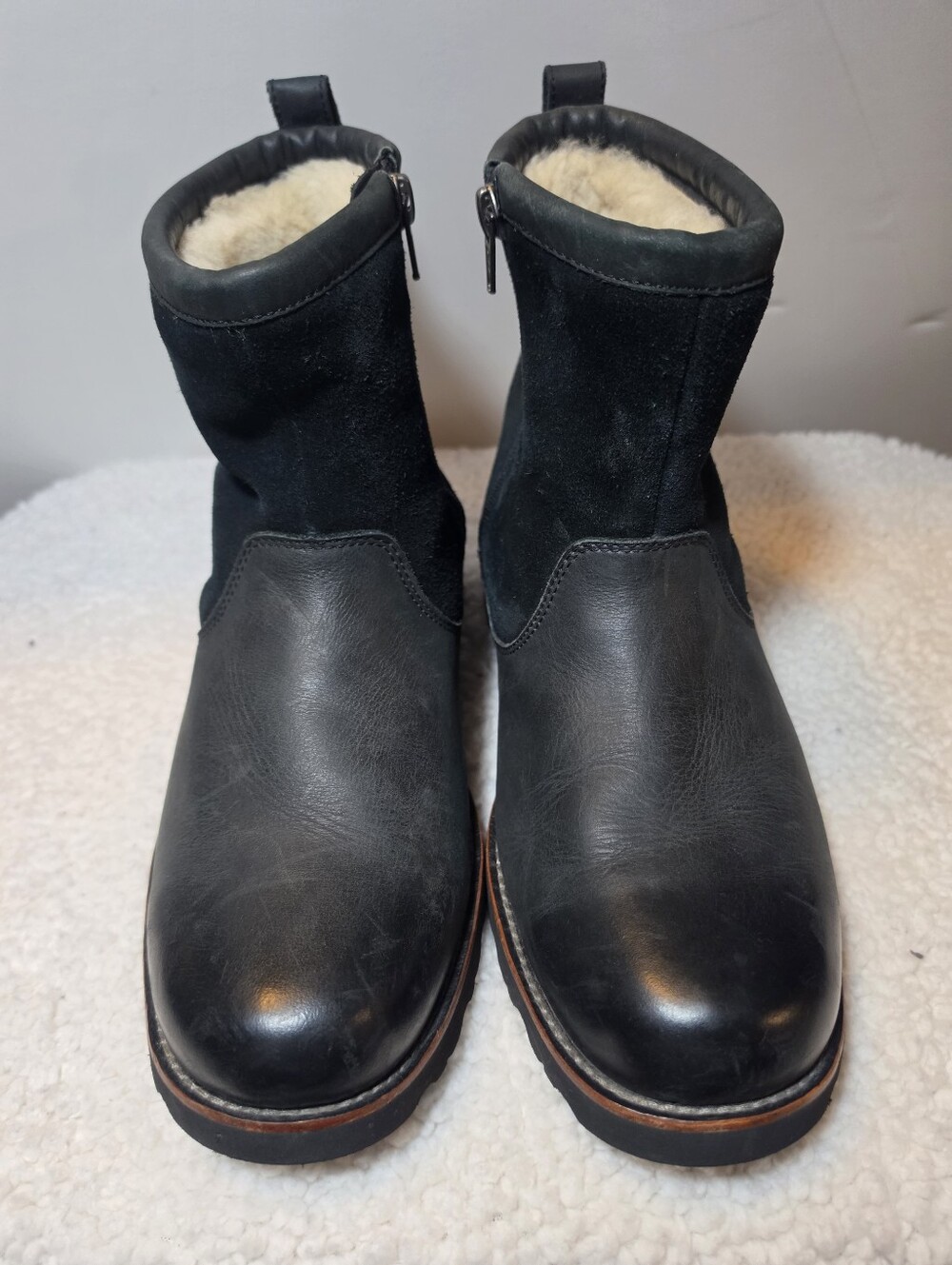 UGG Black Leather & Suede Monroe Ankle Boots Waterproof